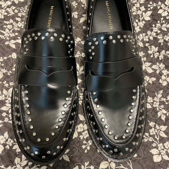 Marc Jacobs black studded leather loafers--NEW in box! US 9.5 - Picture 1 of 3